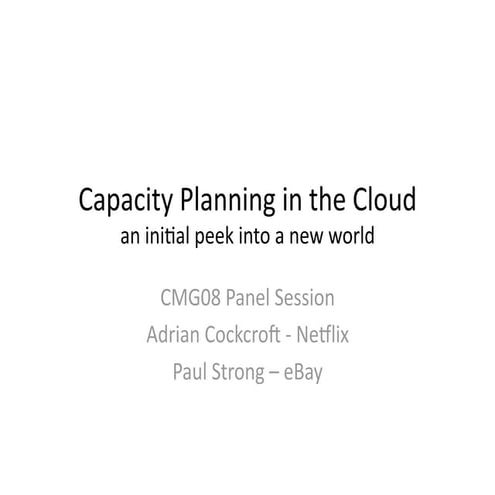 Capacity Planning for Cloud Computing