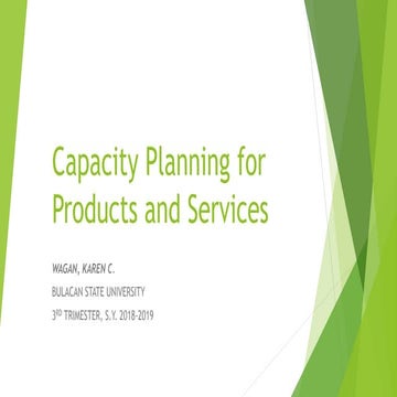 Capacity Planning for Products and Services