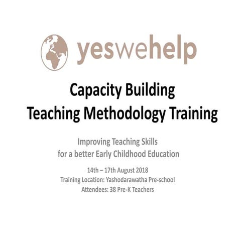 Teaching Methodology Course Content for Pre-K Teachers - Capacity Buildingt