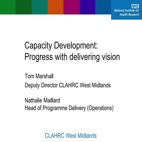 CLAHARC WM Capacity Development Strategy - Nathalie Maillard and Tom Marshall
