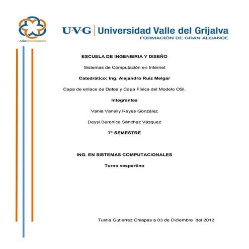 Capa de enlace de datos y capa física del modelo osi.