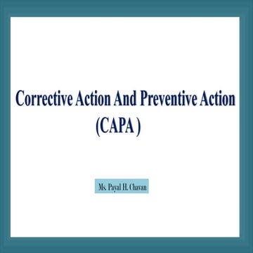 Corrective & Preventive actions (CAPA) | PPTX