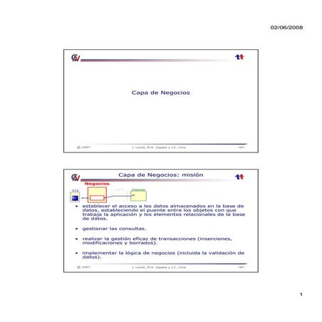 Capa de negocios en una arquitectura software