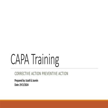 CAPA Training Material  for corrective action and preventive action