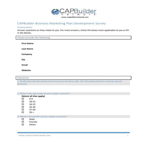 CAPBuilder marketing plan development survey