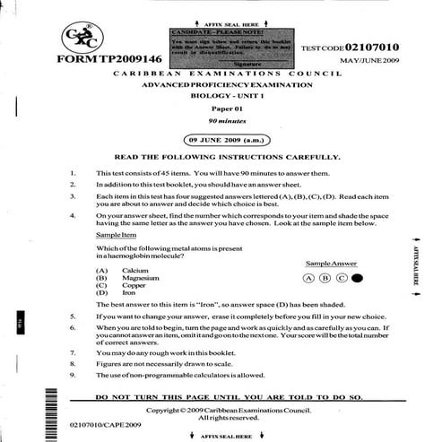 Cape biology may_june_09_unit_1_p1