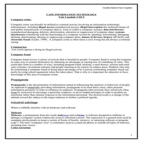 Cape it unit 2 module 3 unedited students notes (compiled from internet)
