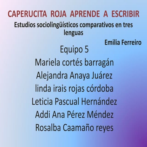 Caperucita Roja Aprende a leer y escribir (Emilia Ferreiro)