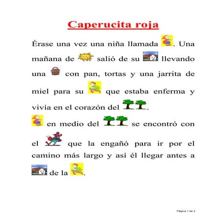 Caperucita, letra y picto
