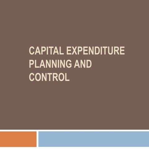 Capital expenditure planning and control