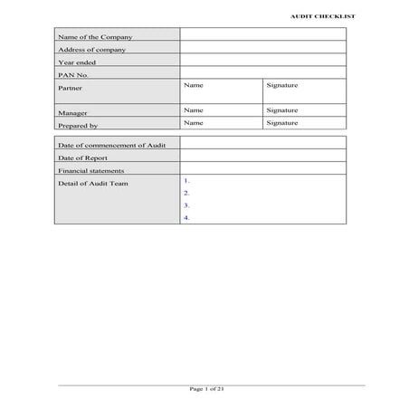 Capex audit checklist