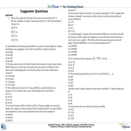 Capgemini   quants and reasoning