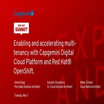 Enabling and accelerating multi-tenancy with Capgemini Digital Cloud Platform...