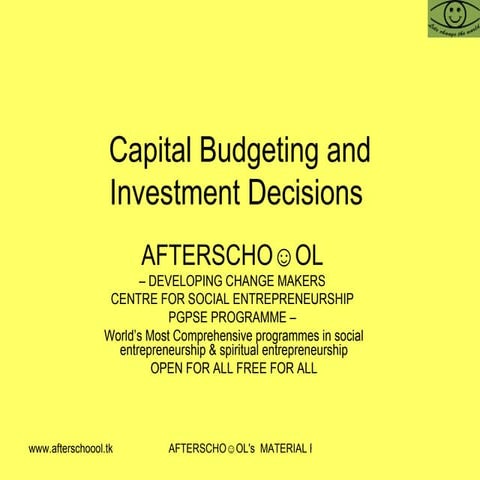 Capital Budgeting And Investment Decisions  In Financial Management 11 Nov.