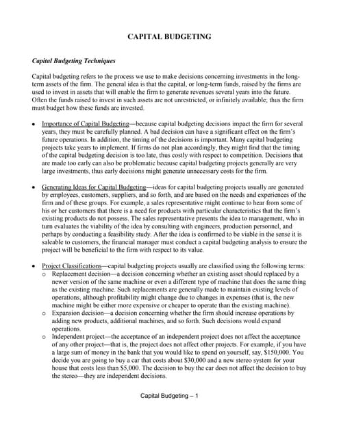 Capital budgeting