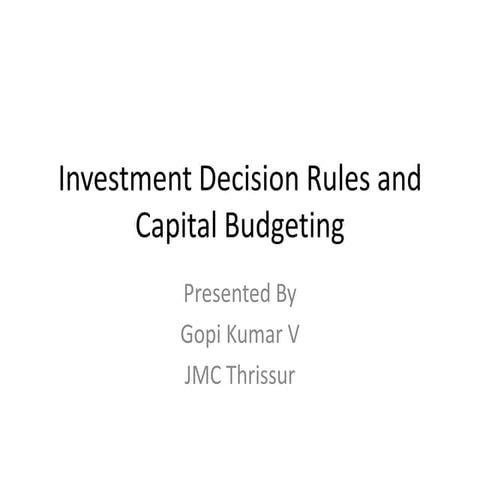 Capital budgeting (1)- Management accounting