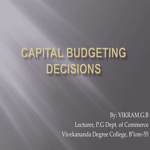 Capital budgeting decisions