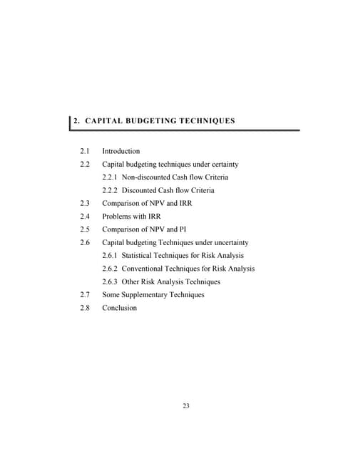 Capital budgeting irr arr