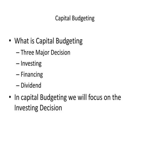 Capital budgeting latest