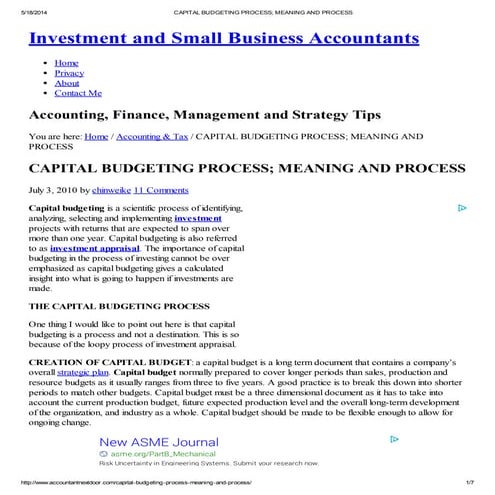 Capital budgeting process; meaning and process | PDF