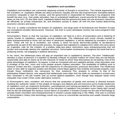 Capitalism and socialism