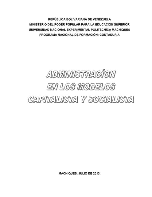 Capitalismo y socialismo en la administracion venezolana