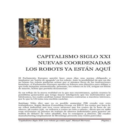 Capitalismo s xxi. los robots están aquí