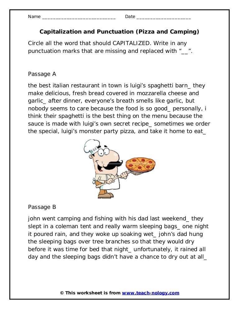capitalization and punctuation worksheet