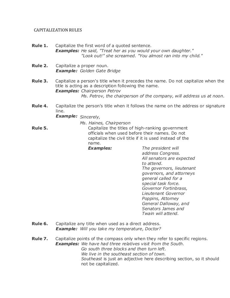 Capitalization rules