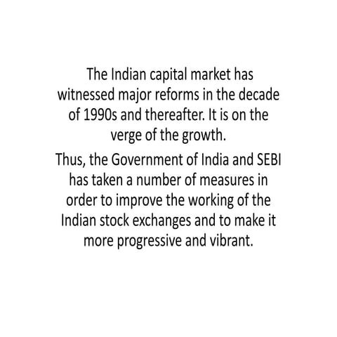Capital market REFORMS