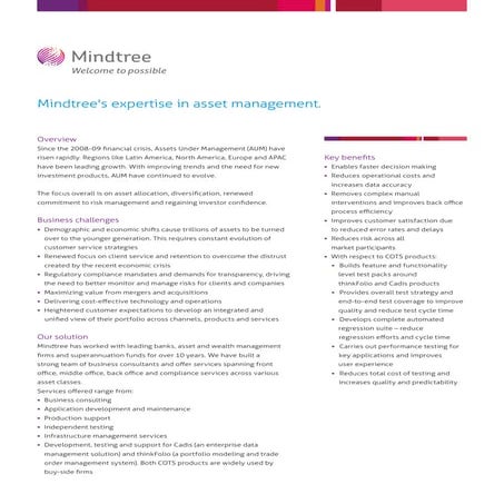 Mindtree's expertise in asset management.