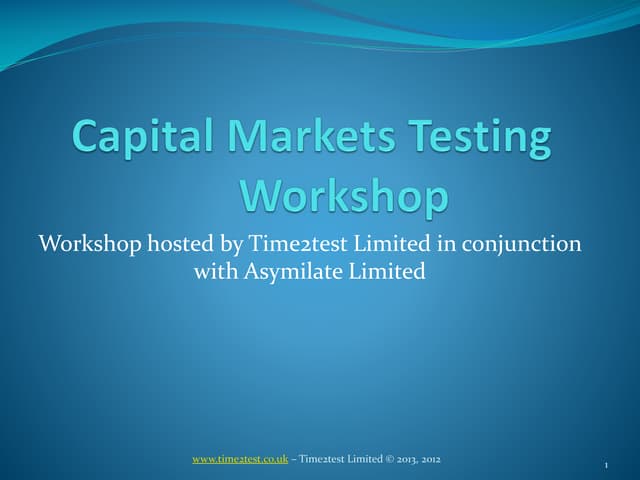 Capital markets testing - Calypso