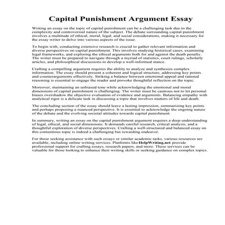 Capital Punishment Argument Essay. Death Penalty Argument Essay - BBC - Ethic...