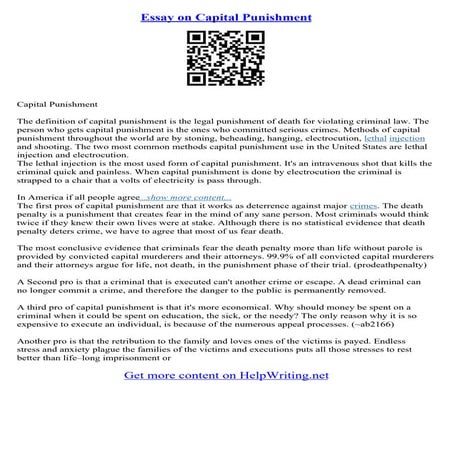 Capital Punishment Essays