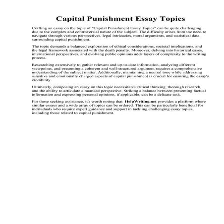 Capital Punishment Essay Topics