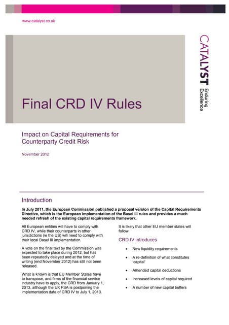 European market infrastructure regulation (emir) - Quick Overview | PDF