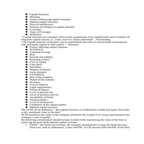 Capital Structure and Leverage | PPTX