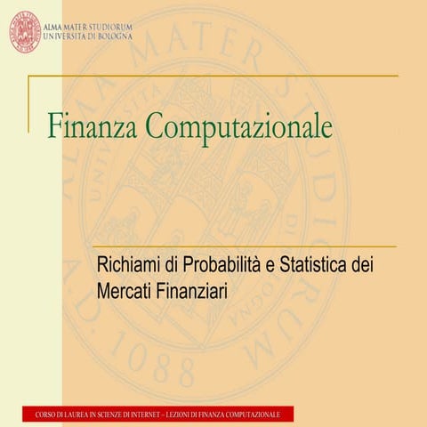 Capitolo 5   richiami prob. stat. mercati fin