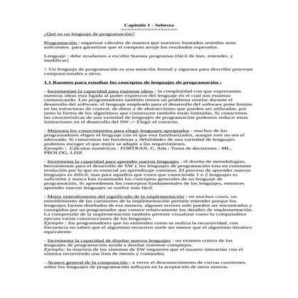 Resumen Capitulo 1 - Sebesta 