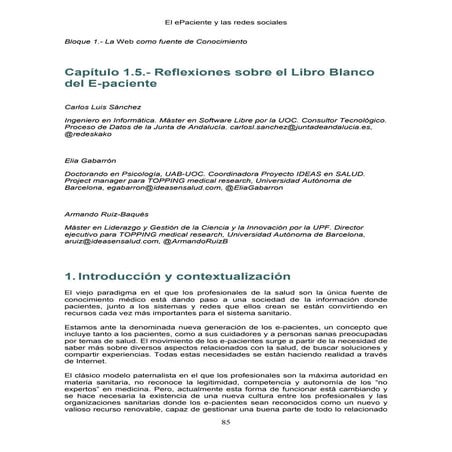 Capitulo1.5: Reflexiones sobre el Libro Blanco del ePaciente