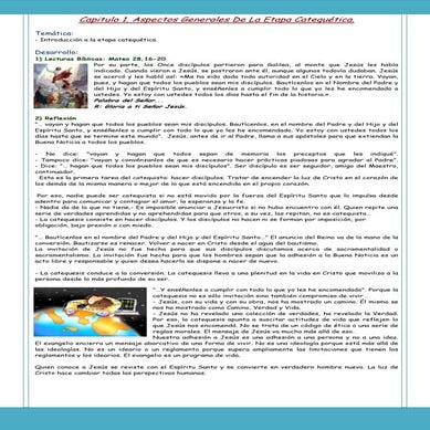Capitulo 1. aspectos generales de la etapa catequetica