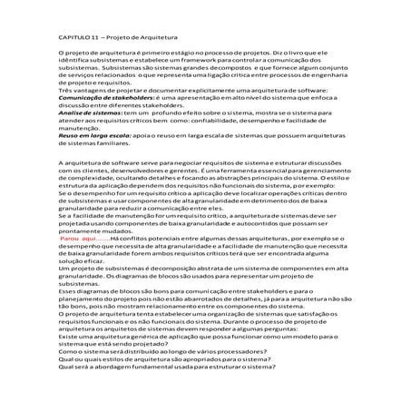 RESENHA DOS CAP. 11,12, 13, e 29 do livro Engenharia de software