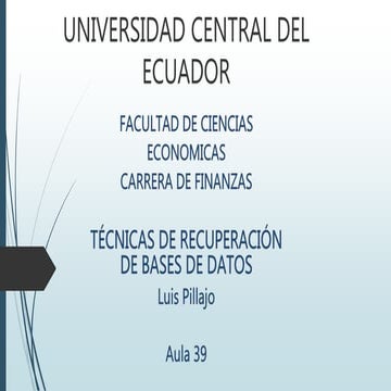 Capítulo 19 (Técnicas de recuperación de datos ) y Capítulo 20 (Conceptos de ...