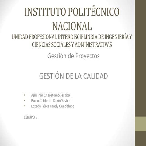 Gestión de la Calidad | PPT