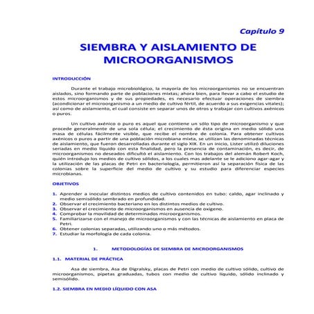  AISLAMIENTO Y SIEMBRA DE MICROORGANISMOS 