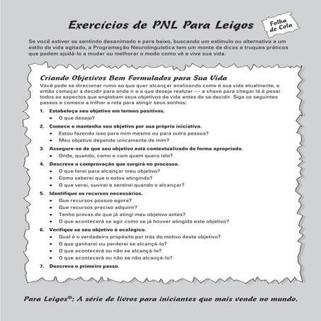 Capitulo de amostra - EXERCICIOS PNL