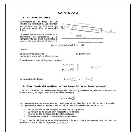 Resumen de la Ley de Darcy 