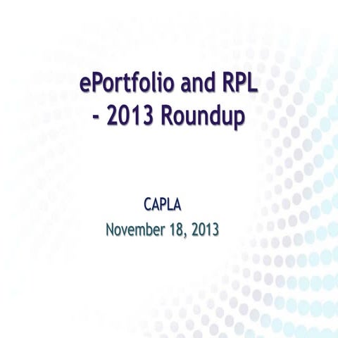 ePortfolio and RPL in 2013
