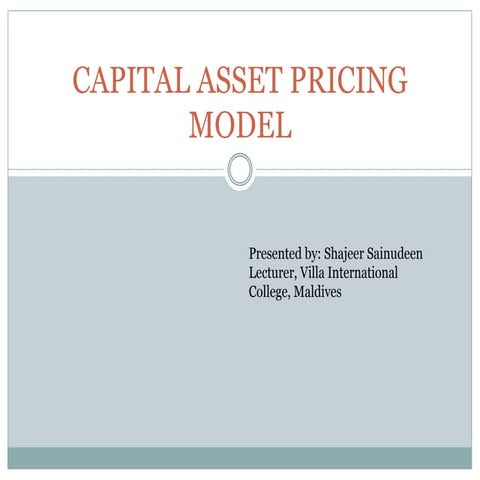 CAPITAL ASSET PRICING MODEL