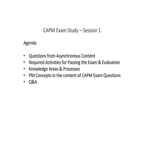 CAPM Exam Study Session 1